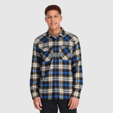 Outdoor Research Men's Feedback Flannel Shirt Classic Blue Plaid