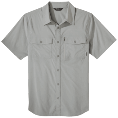 Outdoor Research Men's Way Station Short Sleeve Shirt Light Pewter Heather