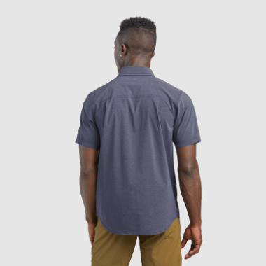 Outdoor Research Men's Way Station Short Sleeve Shirt Naval Blue Heather
