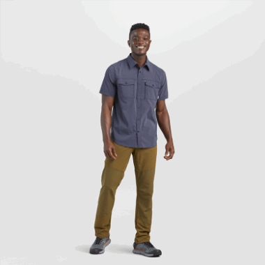 Outdoor Research Men's Way Station Short Sleeve Shirt Naval Blue Heather