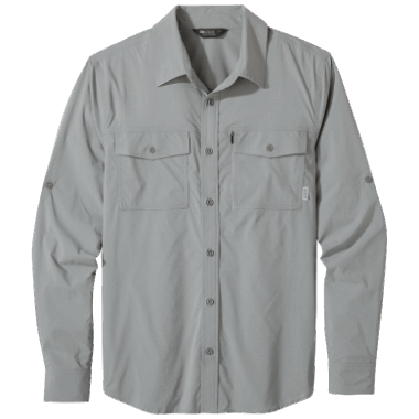 Outdoor Research Men's Way Station Long Sleeve Shirt Light Pewter Heather