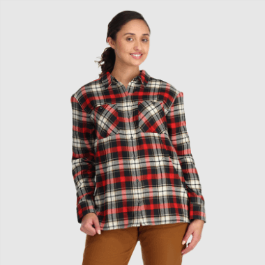 Outdoor Research Women's Feedback Flannel Shirt Cranberry Plaid