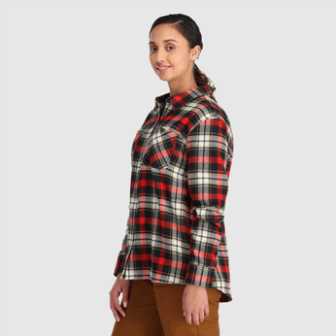 Outdoor Research Women's Feedback Flannel Shirt Cranberry Plaid