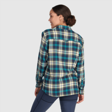 Outdoor Research Women's Feedback Flannel Shirt Deep Lake Plaid