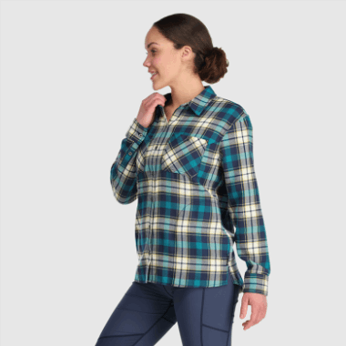 Outdoor Research Women's Feedback Flannel Shirt Deep Lake Plaid