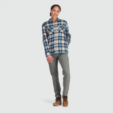 Outdoor Research Women's Feedback Flannel Shirt Mineral Plaid