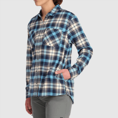 Outdoor Research Women's Feedback Flannel Shirt Mineral Plaid