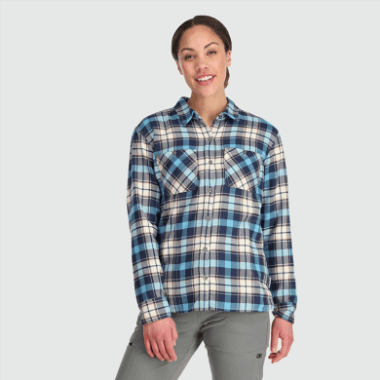 Outdoor Research Women's Feedback Flannel Shirt Mineral Plaid