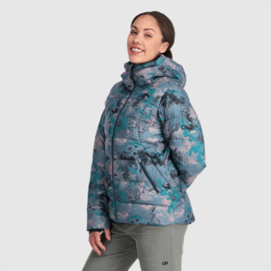 Outdoor Research Women's Coldfront Down Hoodie Nimbus Watercolor