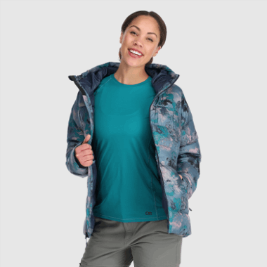 Outdoor Research Women's Coldfront Down Hoodie Nimbus Watercolor