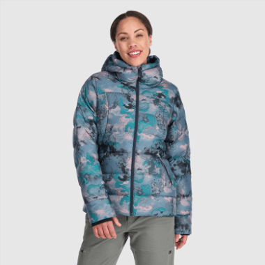 Outdoor Research Women's Coldfront Down Hoodie Nimbus Watercolor