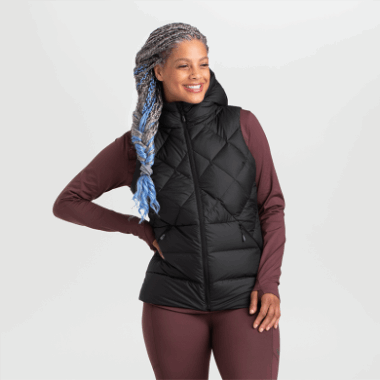 Outdoor Research Women's Coldfront Hooded Down Vest Black