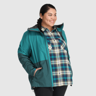 Outdoor Research Women's Aspire Ii Gore-Tex® Plus Size Rain Jacket Deep Lake/Treeline