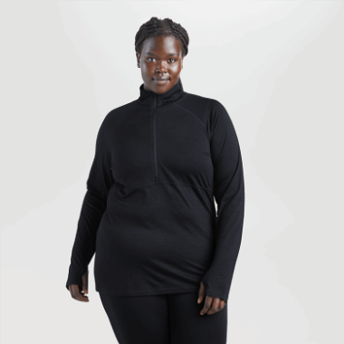 Outdoor Research Women's Alpine Onset Merino Half Zip Black