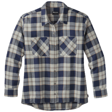 Outdoor Research Women's Feedback Flannel Shirt - Solid Sand Plaid