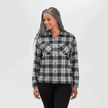 Outdoor Research Women's Feedback Flannel Shirt - Solid Sand Plaid