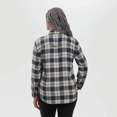 Outdoor Research Women's Feedback Flannel Shirt - Solid Sand Plaid