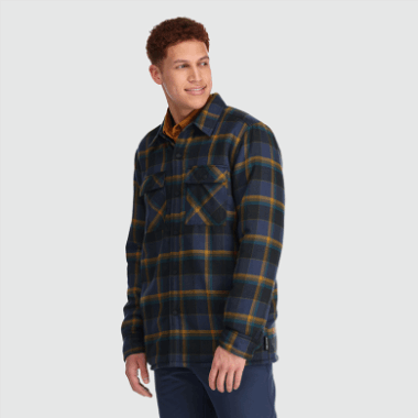 Outdoor Research Men's Feedback Shirt Jacket Naval Blue Plaid