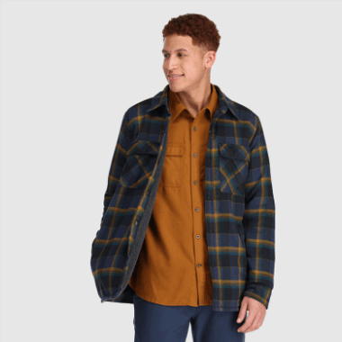 Outdoor Research Men's Feedback Shirt Jacket Naval Blue Plaid