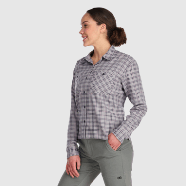 Outdoor Research Women's Feedback Flannel Shirt Light Ash Plaid