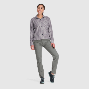 Outdoor Research Women's Feedback Flannel Shirt Light Ash Plaid