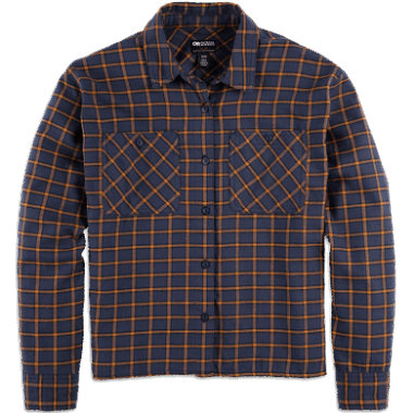 Outdoor Research Women's Feedback Flannel Shirt Light Naval Blue Plaid