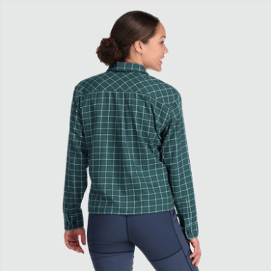Outdoor Research Women's Feedback Flannel Shirt Light Deep Lake Plaid