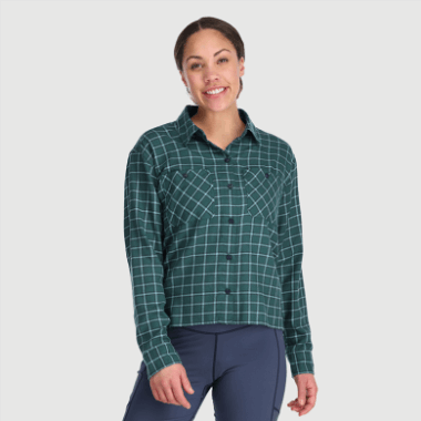 Outdoor Research Women's Feedback Flannel Shirt Light Deep Lake Plaid