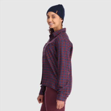 Outdoor Research Women's Feedback Flannel Shirt Light Kalamata Plaid