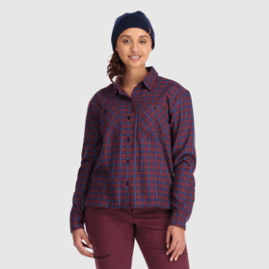 Outdoor Research Women's Feedback Flannel Shirt Light Kalamata Plaid