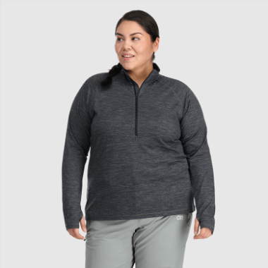 Outdoor Research Women's Alpine Onset Merino 150 Half Zip-Plus Charcoal Heather