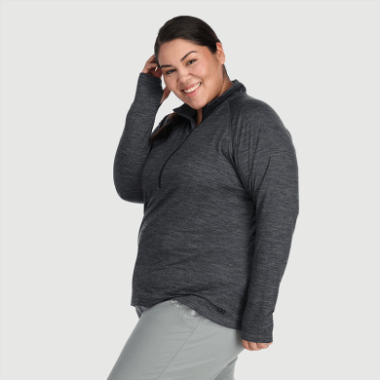 Outdoor Research Women's Alpine Onset Merino 150 Half Zip-Plus Charcoal Heather