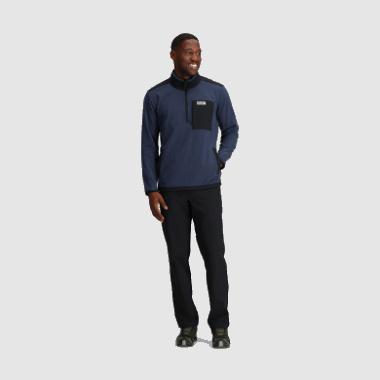 Outdoor Research Men's Trail Mix Quarter Zip Pullover Naval Blue