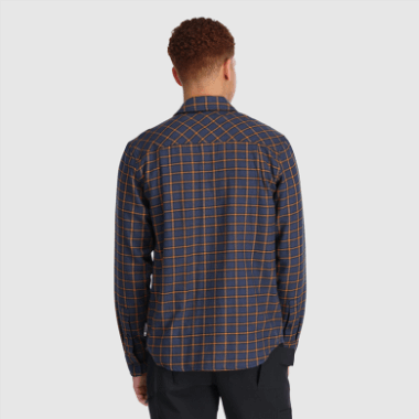 Outdoor Research Men's Feedback Flannel Shirt Light Naval Blue Plaid