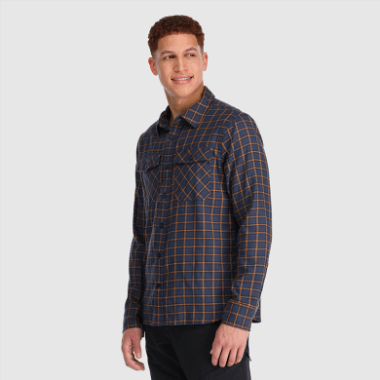 Outdoor Research Men's Feedback Flannel Shirt Light Naval Blue Plaid
