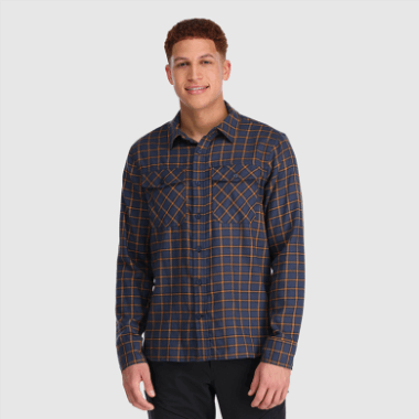 Outdoor Research Men's Feedback Flannel Shirt Light Naval Blue Plaid