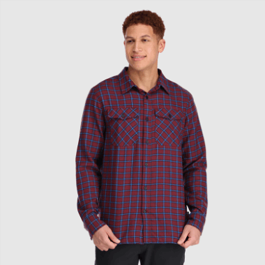 Outdoor Research Men's Feedback Flannel Shirt Light Kalamata Plaid