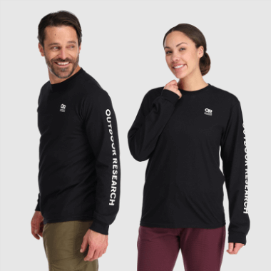 Outdoor Research Or Lockup Chest Logo L/S Tee Black/White