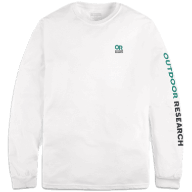 Outdoor Research Or Lockup Chest Logo L/S Tee White/Deep Lake